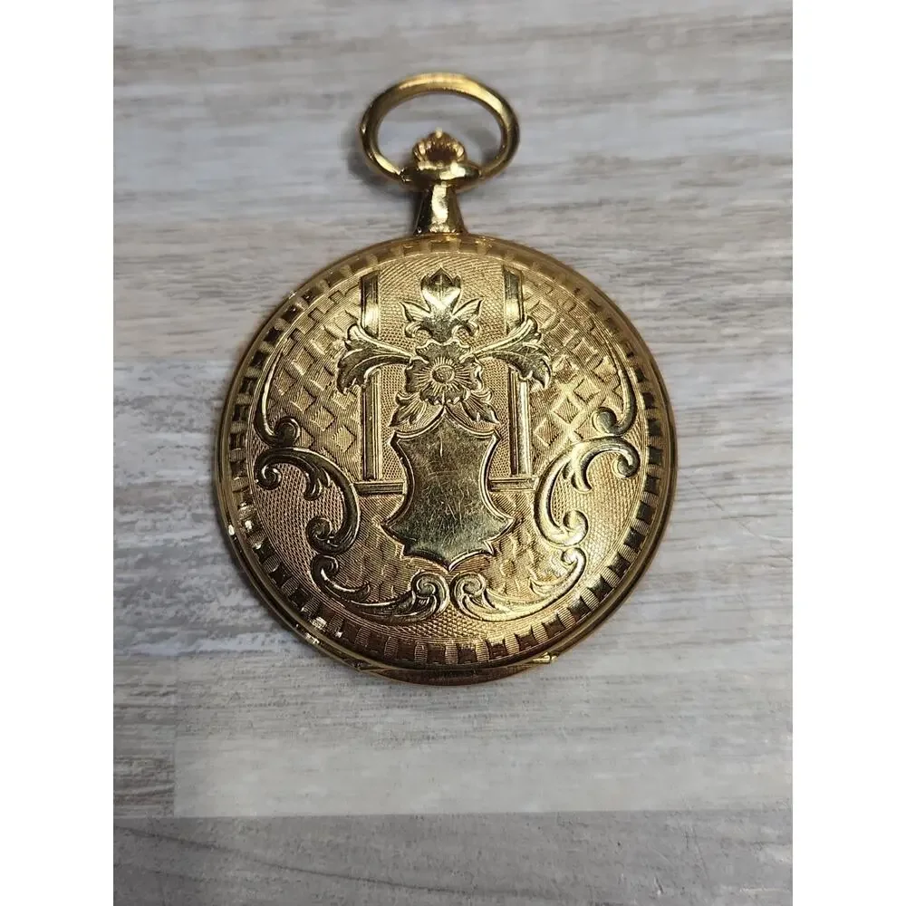 BUCHERER Vintage Quartz Pocket Watch Gold Tone 47mm SWISS MADE